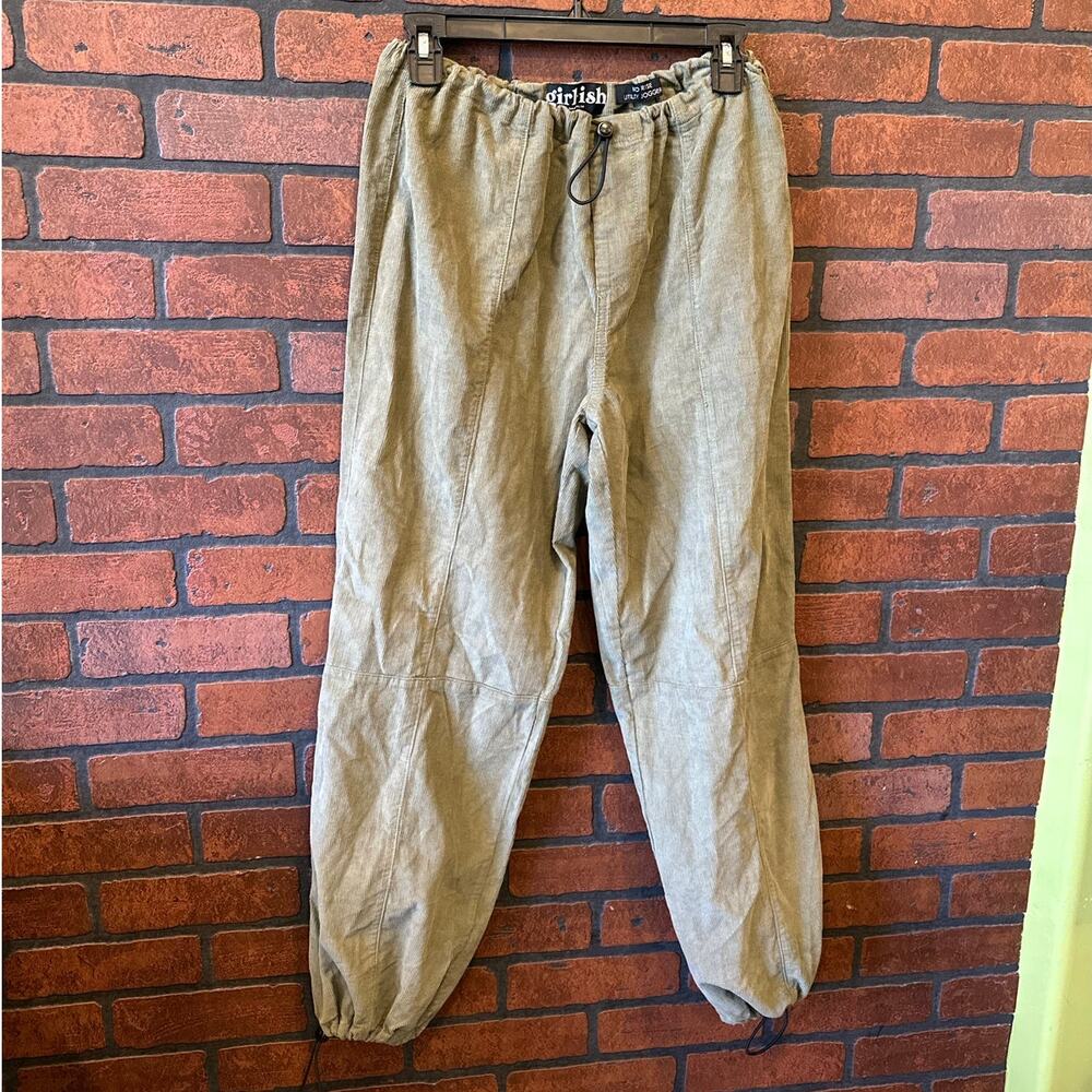 Girl-Ish Mid Rise Baggy Utility Jogger Green Size Medium